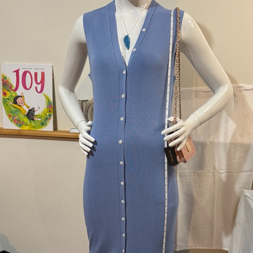 Beautiful Ocean Blue Button-Down Midi Dress by 525 America.